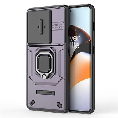 For OnePlus 11R 5G / Ace 2 5G Case Slide Lens Lid PC+TPU Kickstand Cover
