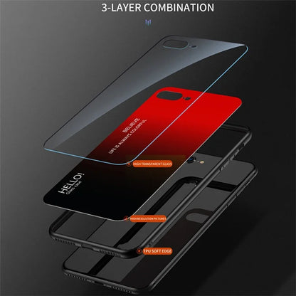 For Samsung Galaxy A05 4G Case Drop Proof Tempered Glass+PC+TPU Gradient Phone Cover