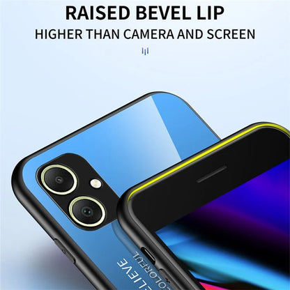 For Samsung Galaxy A05 4G Case Drop Proof Tempered Glass+PC+TPU Gradient Phone Cover