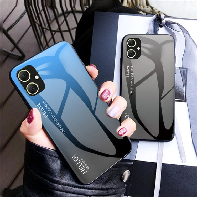For Samsung Galaxy A05 4G Case Drop Proof Tempered Glass+PC+TPU Gradient Phone Cover