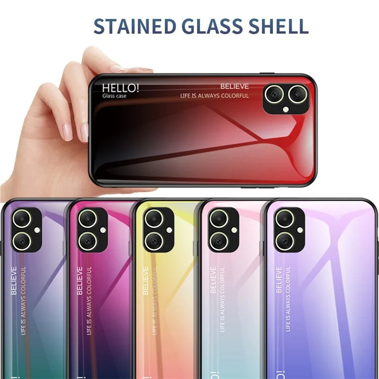 For Samsung Galaxy A05 4G Case Drop Proof Tempered Glass+PC+TPU Gradient Phone Cover