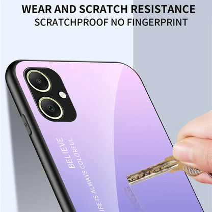 For Samsung Galaxy A05 4G Case Drop Proof Tempered Glass+PC+TPU Gradient Phone Cover