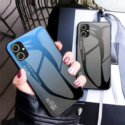 For Samsung Galaxy A05 4G Case Drop Proof Tempered Glass+PC+TPU Gradient Phone Cover