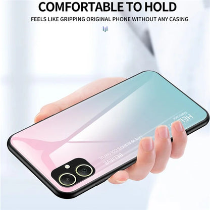 For Samsung Galaxy A05 4G Case Drop Proof Tempered Glass+PC+TPU Gradient Phone Cover