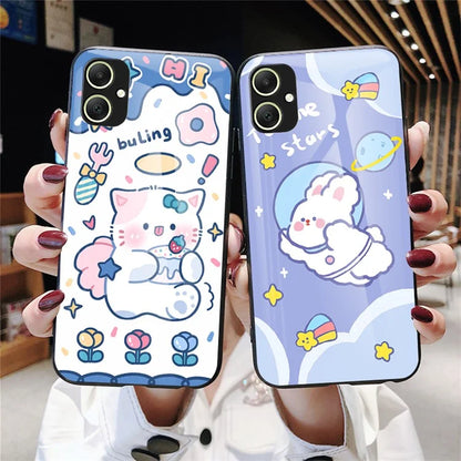 For Samsung Galaxy A05 4G Case Tempered Glass+PC+TPU Phone Cover