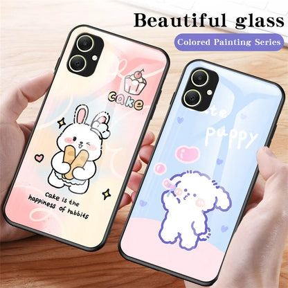 For Samsung Galaxy A05 4G Case Tempered Glass+PC+TPU Phone Cover
