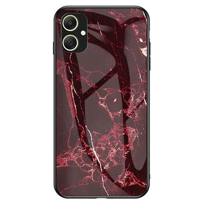 For Samsung Galaxy A05 4G Cover Marble Pattern Tempered Glass+PC+TPU Anti-scratch Shell