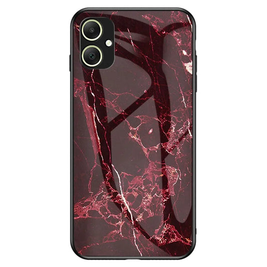For Samsung Galaxy A05 4G Cover Marble Pattern Tempered Glass+PC+TPU Anti-scratch Shell
