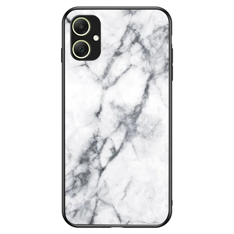 For Samsung Galaxy A05 4G Cover Marble Pattern Tempered Glass+PC+TPU Anti-scratch Shell