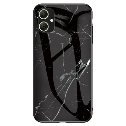 For Samsung Galaxy A05 4G Cover Marble Pattern Tempered Glass+PC+TPU Anti-scratch Shell