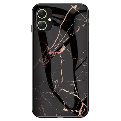 For Samsung Galaxy A05 4G Cover Marble Pattern Tempered Glass+PC+TPU Anti-scratch Shell