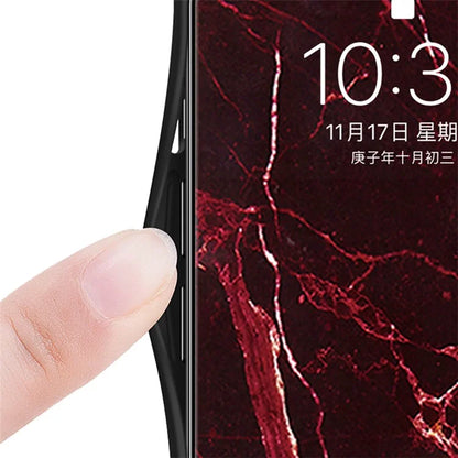 For Samsung Galaxy A05 4G Cover Marble Pattern Tempered Glass+PC+TPU Anti-scratch Shell