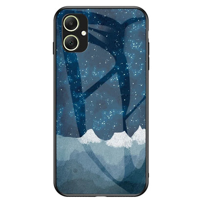 For Samsung Galaxy A05 4G Cover Tempered Glass+PC+TPU Starry Sky Pattern Phone Case