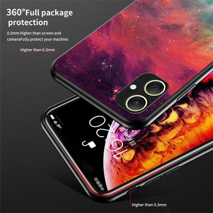 For Samsung Galaxy A05 4G Cover Tempered Glass+PC+TPU Starry Sky Pattern Phone Case