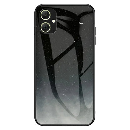 For Samsung Galaxy A05 4G Cover Tempered Glass+PC+TPU Starry Sky Pattern Phone Case