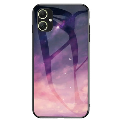For Samsung Galaxy A05 4G Cover Tempered Glass+PC+TPU Starry Sky Pattern Phone Case