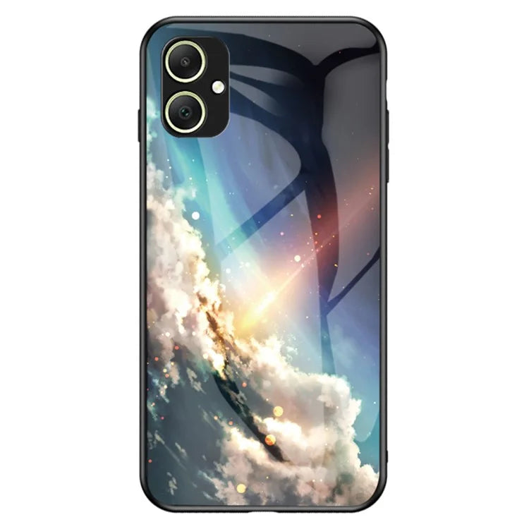 For Samsung Galaxy A05 4G Cover Tempered Glass+PC+TPU Starry Sky Pattern Phone Case