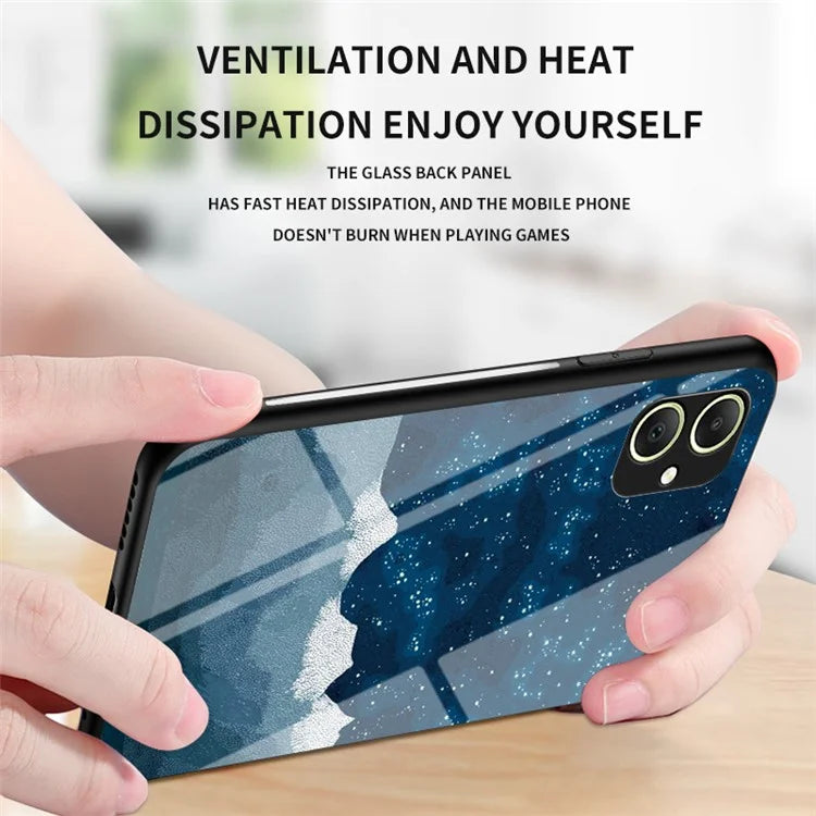 For Samsung Galaxy A05 4G Cover Tempered Glass+PC+TPU Starry Sky Pattern Phone Case