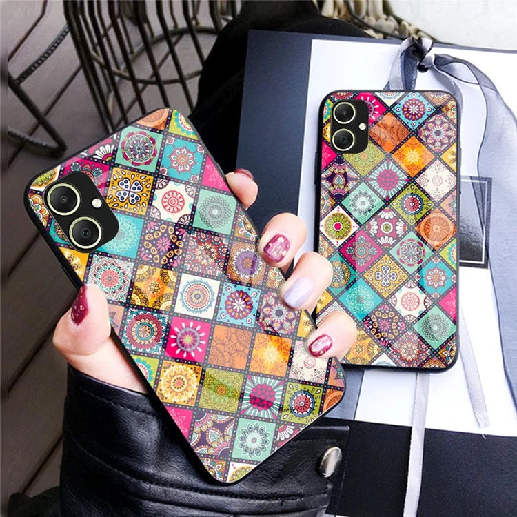 For Samsung Galaxy A05 4G Case Flower Pattern Kickstand Cover with Lanyard
