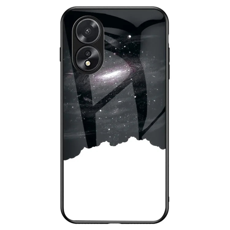 For Oppo A38 4G Case Tempered Glass+PC+TPU Starry Sky Pattern Cover
