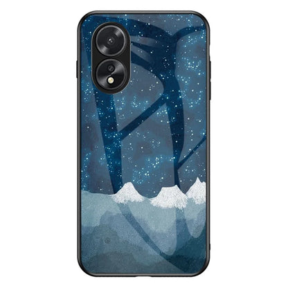 For Oppo A38 4G Case Tempered Glass+PC+TPU Starry Sky Pattern Cover