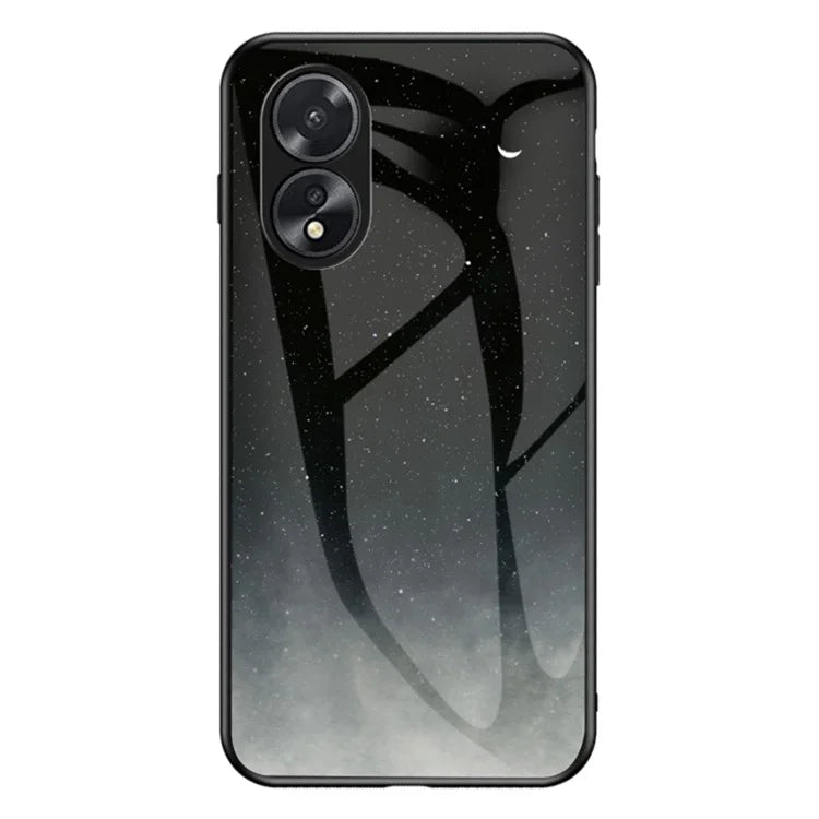 For Oppo A38 4G Case Tempered Glass+PC+TPU Starry Sky Pattern Cover