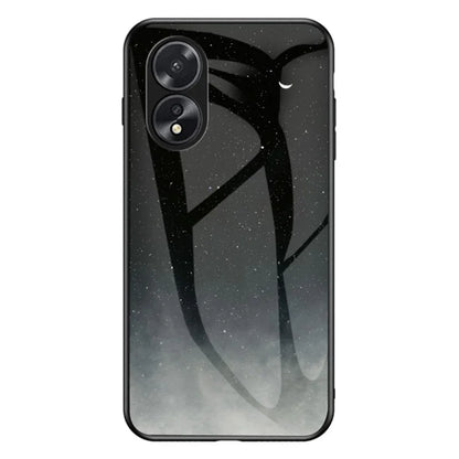 For Oppo A38 4G Case Tempered Glass+PC+TPU Starry Sky Pattern Cover