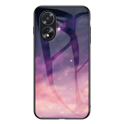 For Oppo A38 4G Case Tempered Glass+PC+TPU Starry Sky Pattern Cover