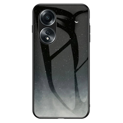 For Oppo A58 4G Case Starry Sky Pattern Back Protector Tempered Glass+PC+TPU Phone Cover