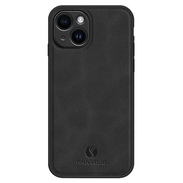 ANNYOJO For iPhone 15 Plus Case PU Leather+PC+TPU Phone Cover Support Magnetic Car Mount