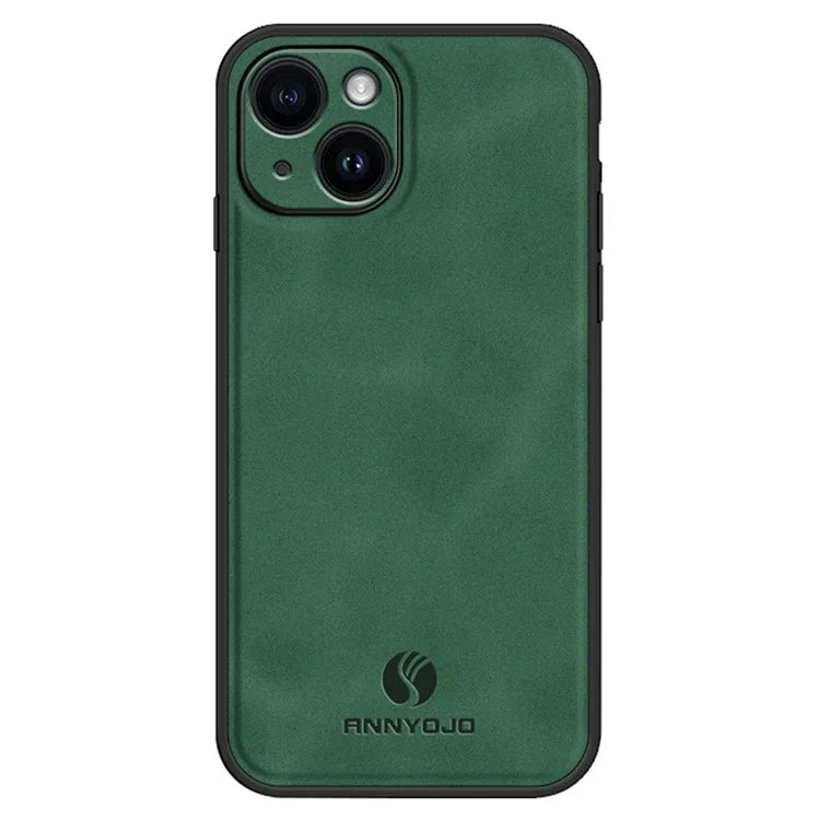ANNYOJO For iPhone 15 Plus Case PU Leather+PC+TPU Phone Cover Support Magnetic Car Mount