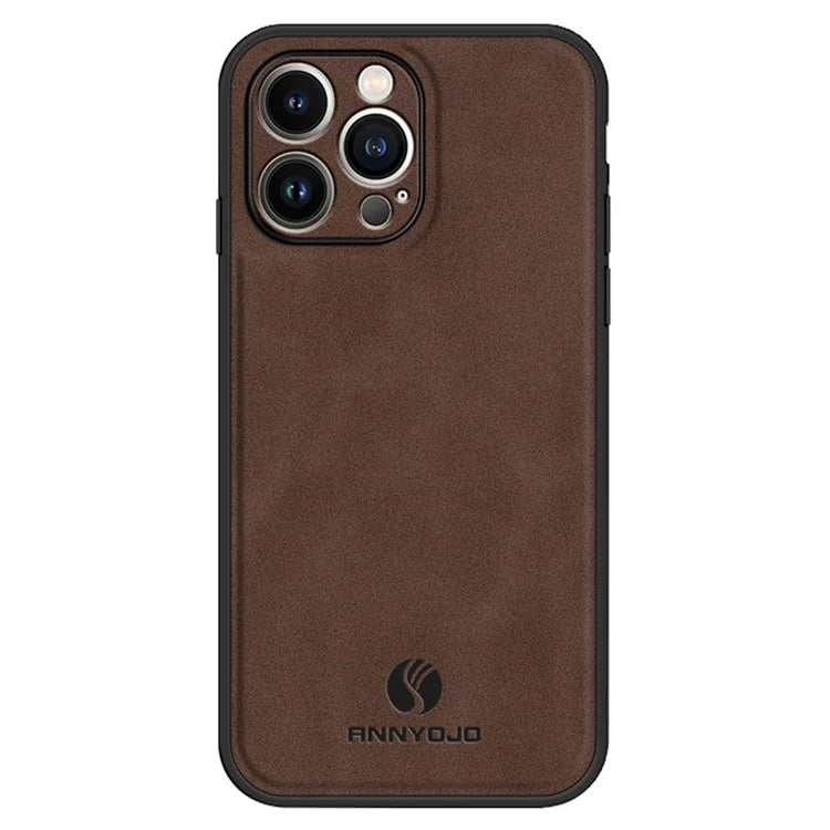 ANNYOJO For iPhone 15 Pro Case Scratch Proof PU Leather+PC+TPU Phone Cover