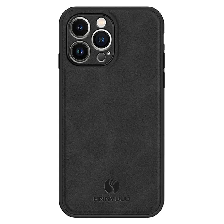 ANNYOJO For iPhone 15 Pro Case Scratch Proof PU Leather+PC+TPU Phone Cover