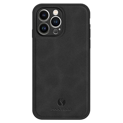 ANNYOJO For iPhone 15 Pro Case Scratch Proof PU Leather+PC+TPU Phone Cover