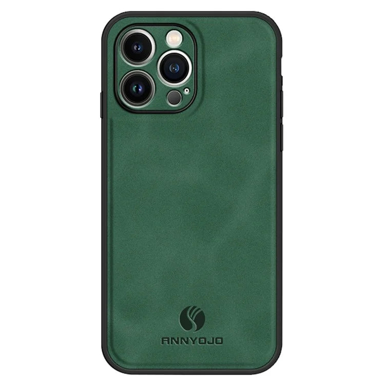 ANNYOJO For iPhone 15 Pro Case Scratch Proof PU Leather+PC+TPU Phone Cover