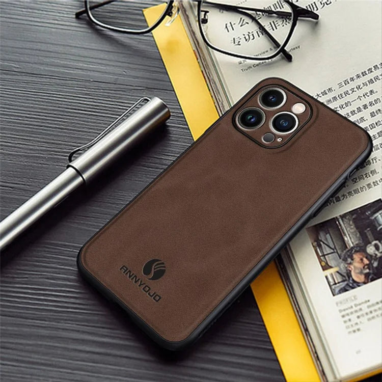 ANNYOJO For iPhone 15 Pro Case Scratch Proof PU Leather+PC+TPU Phone Cover