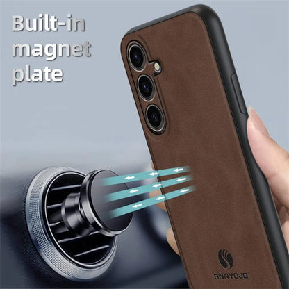 ANNYOJO For Samsung Galaxy S23 FE Case PU Leather+PC+TPU Back Guard Phone Cover