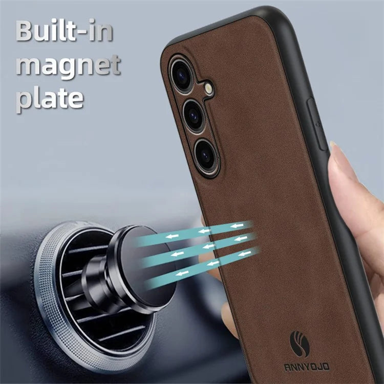 ANNYOJO For Samsung Galaxy S23 FE Case PU Leather+PC+TPU Back Guard Phone Cover