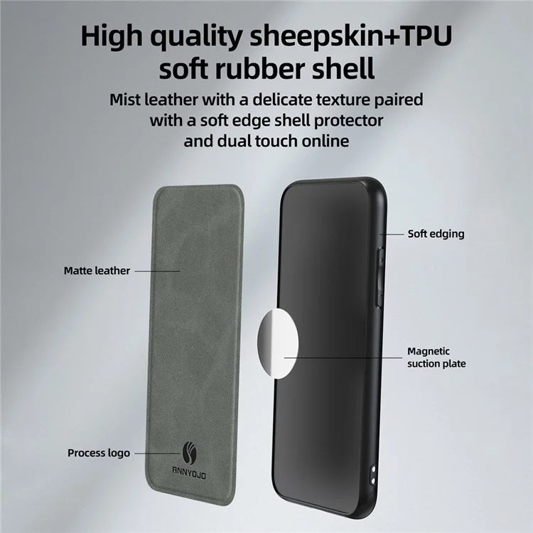 ANNYOJO For Samsung Galaxy S23 FE Case PU Leather+PC+TPU Back Guard Phone Cover