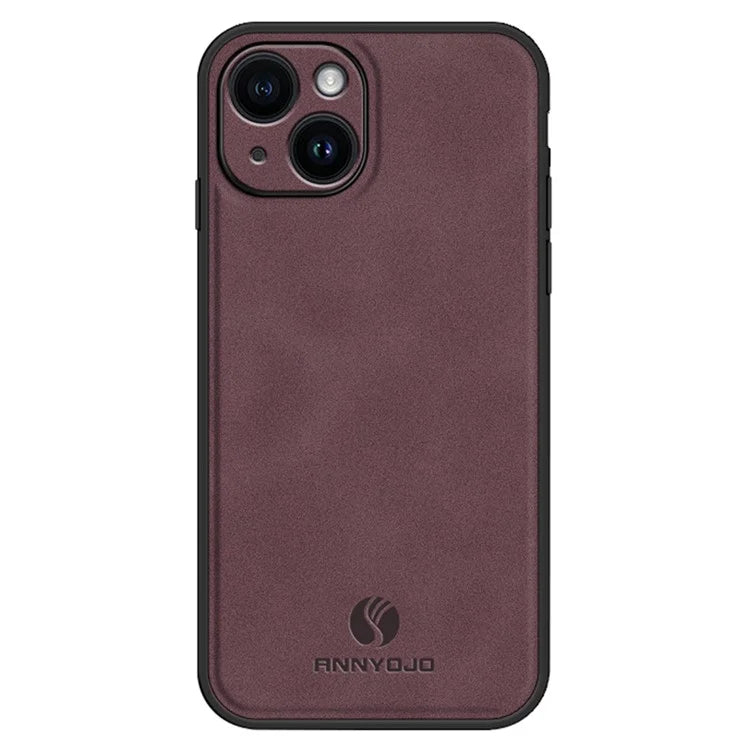 ANNYOJO For iPhone 15 Case Bump Proof PU Leather+PC+TPU Phone Cover