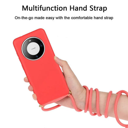 For Huawei Mate 60 Case Shockproof TPU+Wheat Straw Cell Phone Shell with Lanyard