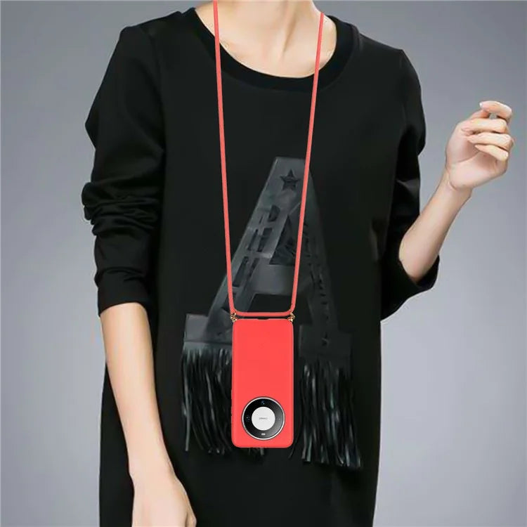 For Huawei Mate 60 Case Shockproof TPU+Wheat Straw Cell Phone Shell with Lanyard