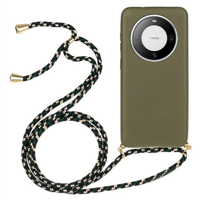 For Huawei Mate 60 Case Shockproof TPU+Wheat Straw Cell Phone Shell with Lanyard