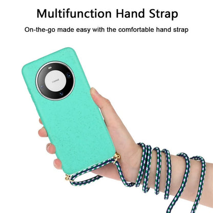 For Huawei Mate 60 Case Shockproof TPU+Wheat Straw Cell Phone Shell with Lanyard