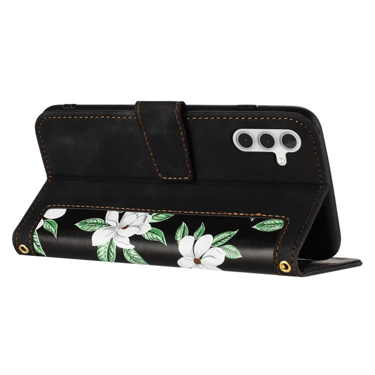 For Samsung Galaxy S23 FE Case Card Slots PU Leather Flower Pattern Printing Phone Cover