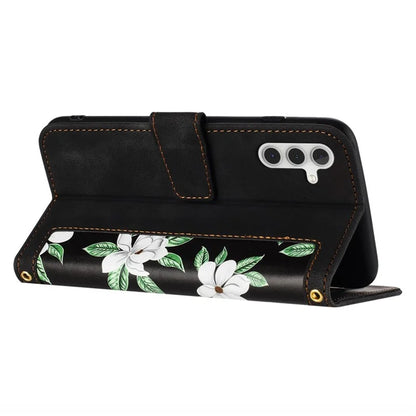 For Samsung Galaxy S23 FE Case Card Slots PU Leather Flower Pattern Printing Phone Cover