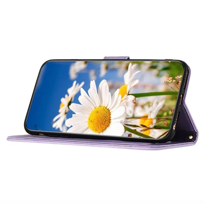 For Samsung Galaxy S23 FE Case Card Slots PU Leather Flower Pattern Printing Phone Cover