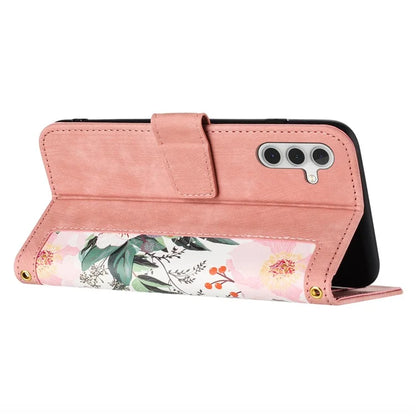 For Samsung Galaxy S23 FE Case Card Slots PU Leather Flower Pattern Printing Phone Cover