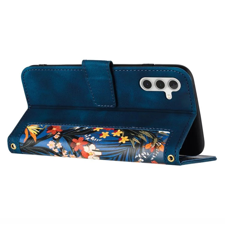 For Samsung Galaxy S23 FE Case Card Slots PU Leather Flower Pattern Printing Phone Cover