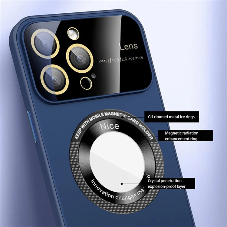 For iPhone 14 Pro Max Case Back Logo Magnify Phone Cover Compatible with MagSafe